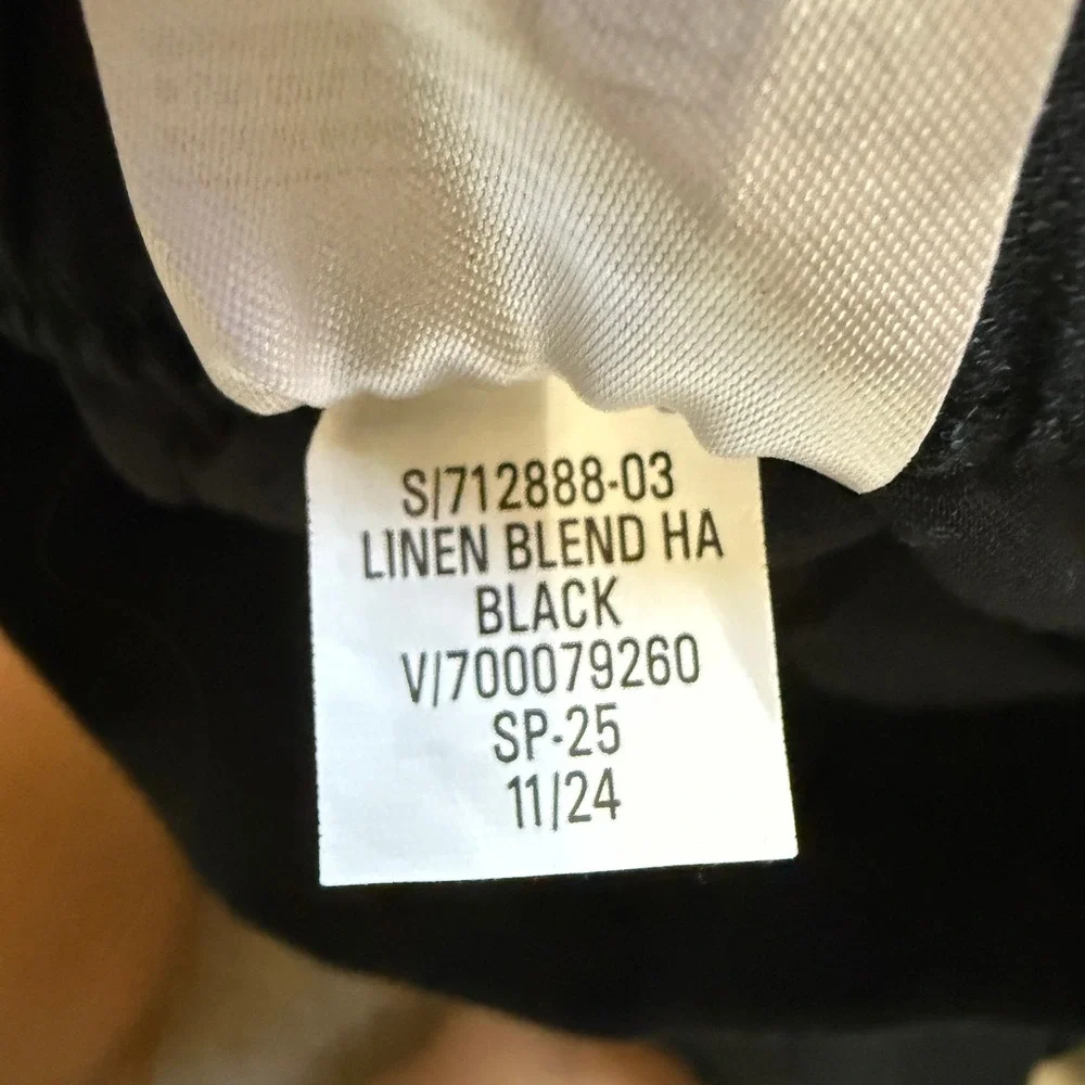 Banana Republic Hayden Wide-Leg Linen Blend Pull on Pants Black Medium Coastal